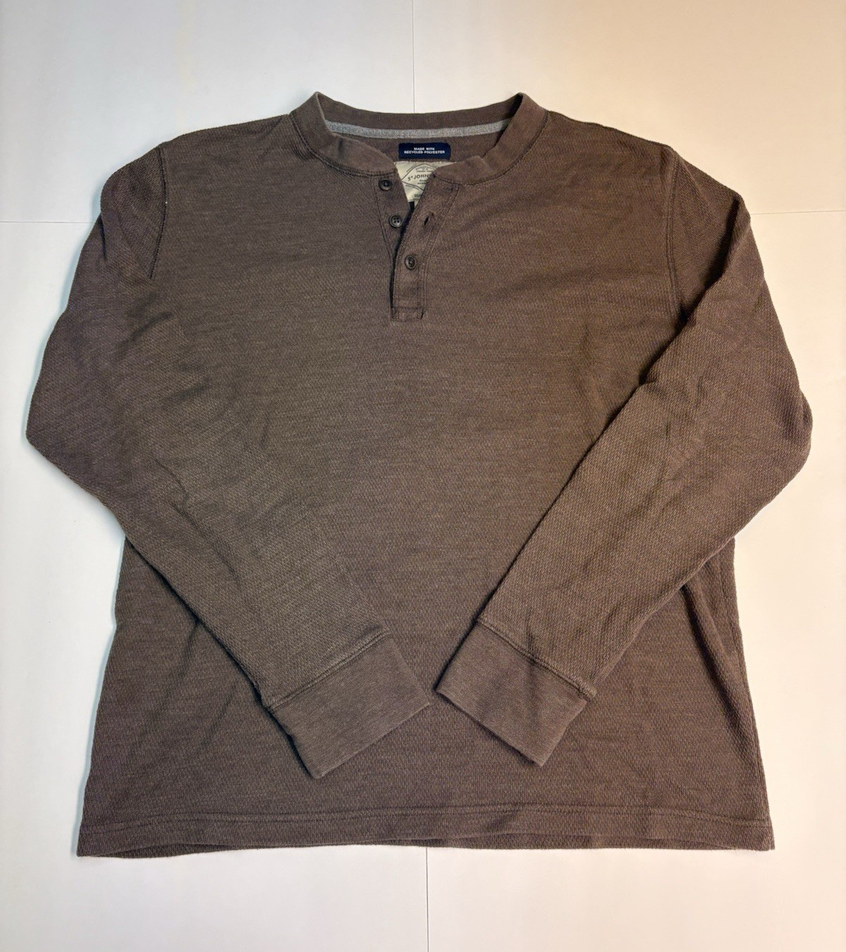 Vintage St. John’s Bay Men’s XL Brown Long Sleeve Henley Super Soft Knit T-Shirt