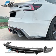Fits 2024-2026 Tesla Model 3 Rear Bumper Lip Diffuser W/LED Carbon Fiber Print