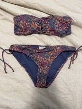 Kirra VTG Women  s Floral Multicolor Bikini Swimsuit Top Sz Large Bottoms Sz XL