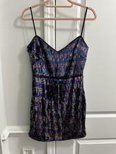 Bebe Sequined Multi Color Mini Dress Size Medium