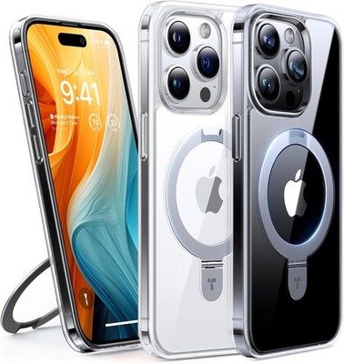 TORRAS Ostand für iPhone 15 Pro Max Hülle für MagSafe, All-in-One Transparent