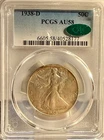 1938 D WALKING LIBERTY HALF DOLLAR PCGS AU-58 ~ CAC
