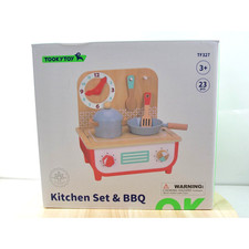 Wooden Pretend Cooking Playset 23pcs Play Kitchen Toy with Cook