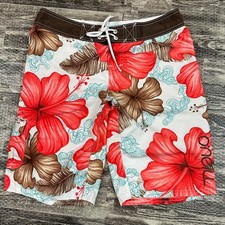 O'neill Women's Hawaiian Floral Print Bermuda Board Surf Beach Shorts Sz 7