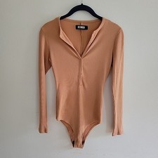 Reformation Bodysuit Small Ribbed Long Sleeve One Piece Basic Basic Effortless