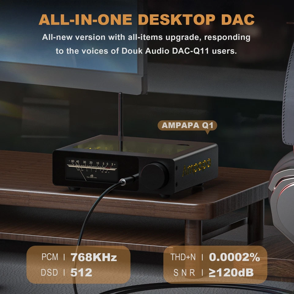 Ampapa Q1 ESS9039+AK4493 USB DAC Bluetooth HIFI Stereo Adapter 768KHz DSD512 - Image 3 of 4
