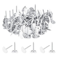 80Pcs Upholstery Tacks, 11 x 13mm Heart Cap Black Thumb Tacks, White