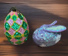 Vtg Sequin Beaded Easter Purple Bunny Rabbit ...