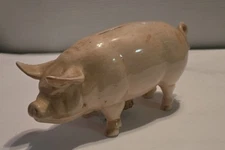 Vintage Farm Animal PIG Ceramic Piggy Bank with Cork Zoo Fair 8" Long