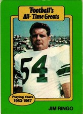 1987 Hygrade Football's All-Time Greats Jim Ringo #NNO HOF