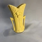 Vtg Original McCoy Leaf & Berry Double Handle Butter Yellow Vase 1940's  5-7/8"