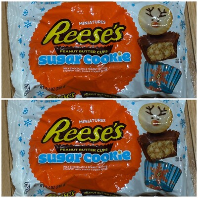 2 X Reese's 9.9 oz SUGAR COOKIE Miniatures Peanut Butter Cups * BB 6/2025 * Free