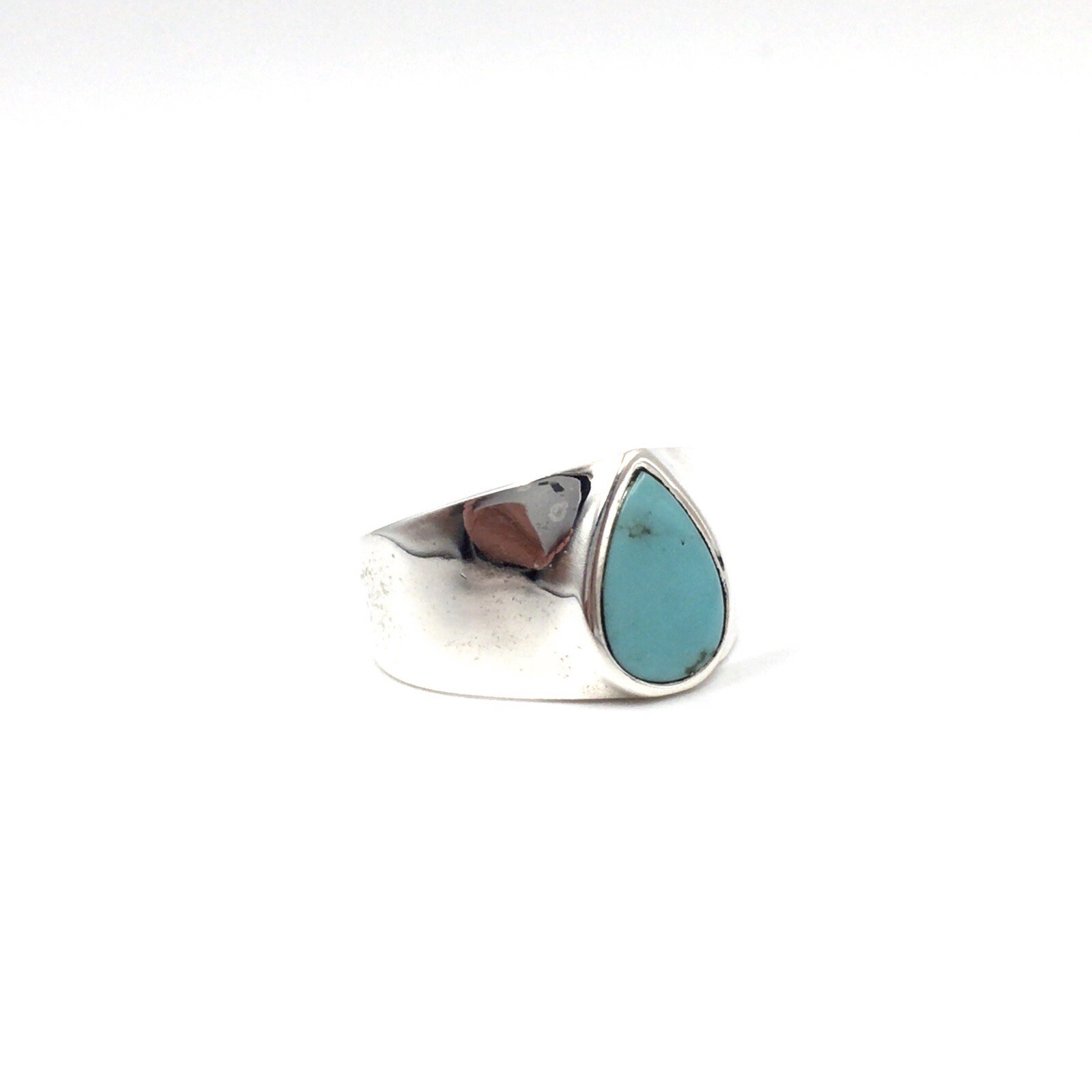 925 Silver Ring Turquoise Drop Solid Band Ring Me… - image 7