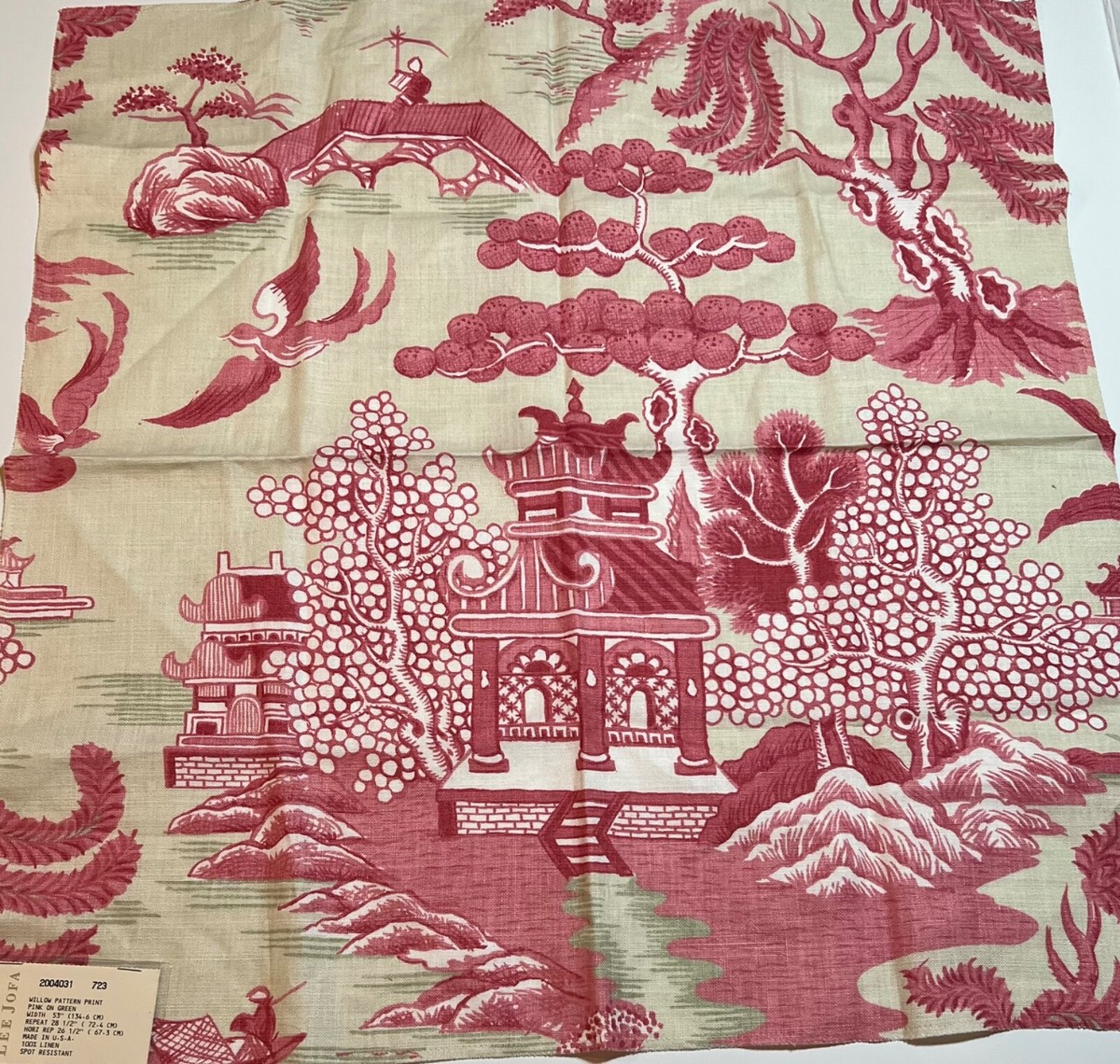 lee-jofa-willow-pattern-pink-on-green-27-x-26-vintage-discontinued-ebay