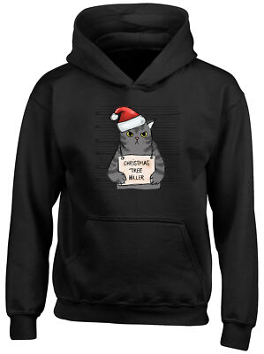 Lustige Weihnachten Katze Tasse Shot Kinder Hoodie Weihnachtsbaum Killer Jungen Mädchen Geschenk Top