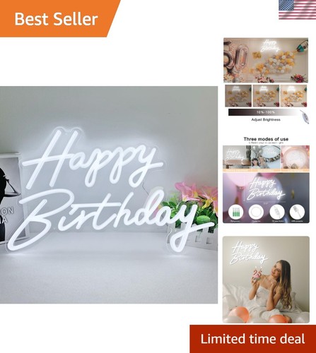 Happy Birthday Neon Sign for All Partys, Large Size-23 x 14inch, Led Neon Sig...