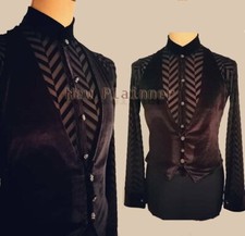 M576 Men Latin/Rhythm/ Competition Dance vest/Inner shirt set Button-Front M
