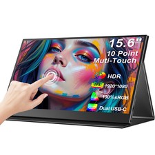 15.6" 1080P Portable Monitor Touch Screen Monitor w/HDMI USB C 2  OTG 100 sRGB