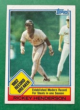 1983 Topps Rickey Henderson Record-Breaker #2 Oakland Athletics (MVP/10x AS/HOF)