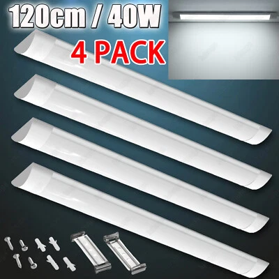 WZTO 4X 40W LED Lámpara de Humedad 120cm Tubo Lámpara de Bañera Lámpara de Garaje Blanco Frío