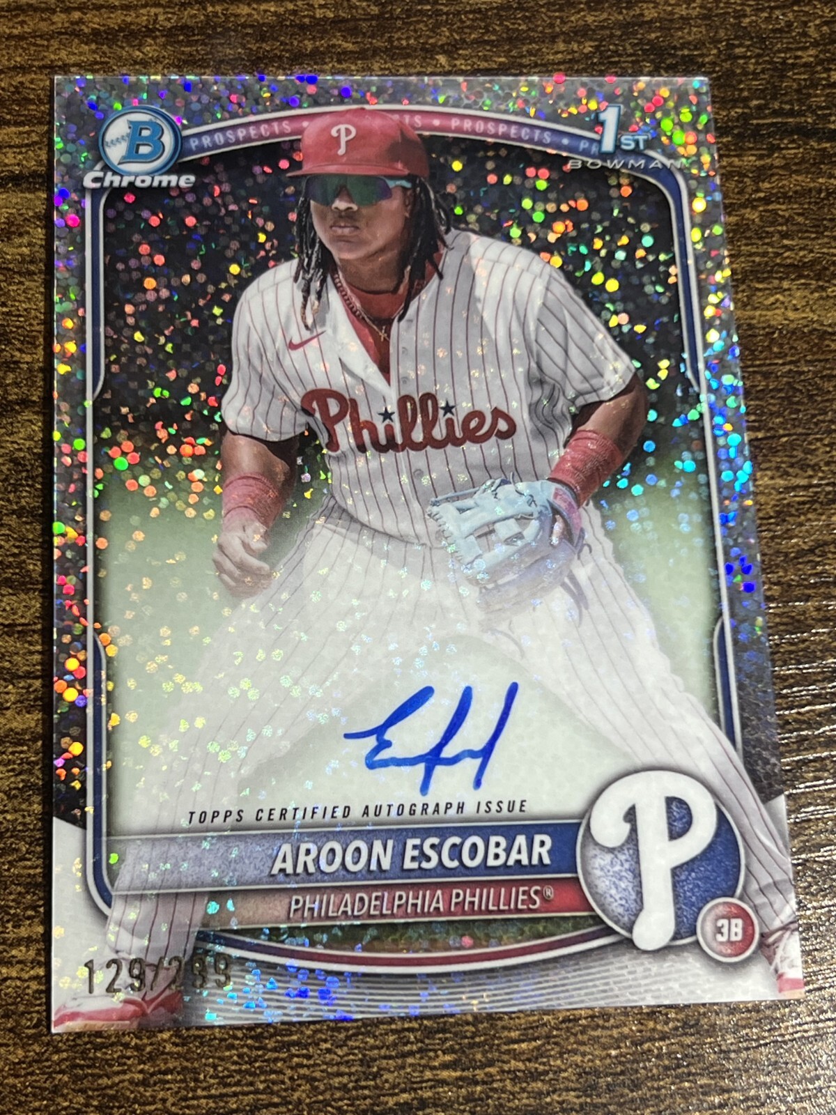 AROON ESCOBAR 2025 Bowman Chrome Speckle Refractor Auto /299 #CPA-AE Phillies