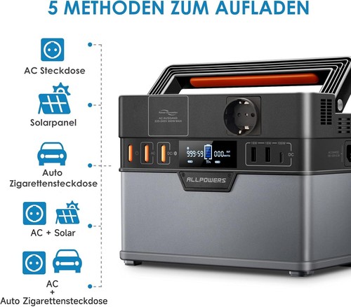 288Wh Mobile Stromversorgung Generatoren 300W Batterie mit 100W Solar Panel - Bild 4 von 8