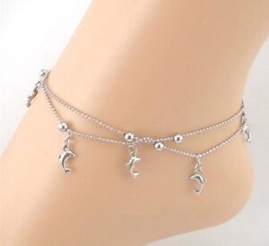 Delfin Fusskettchen Armband Fusskette Schmuck Kette Silber Damen Madchen P169a Ebay