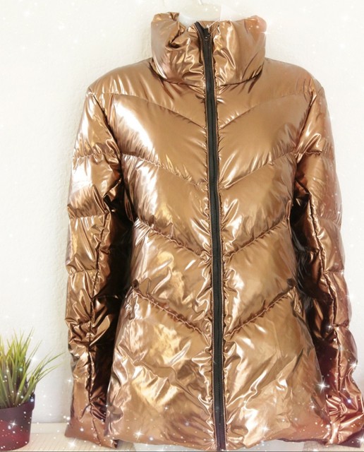gold puffer coat