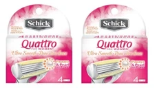 Schick Quattro for Women Razor Refill, Ultra Smooth, 8 Ct + Eyebrow Trimmer