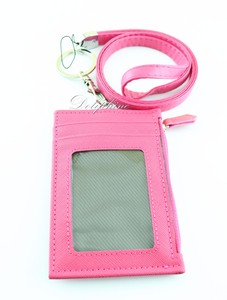 Multi Color ID badge zipper card holder and Leather Lanyard with key chain | eBay