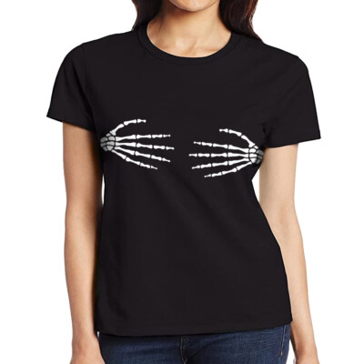Camiseta mujer esqueletos skeleton hands t shirt women rock heavy metal misfits