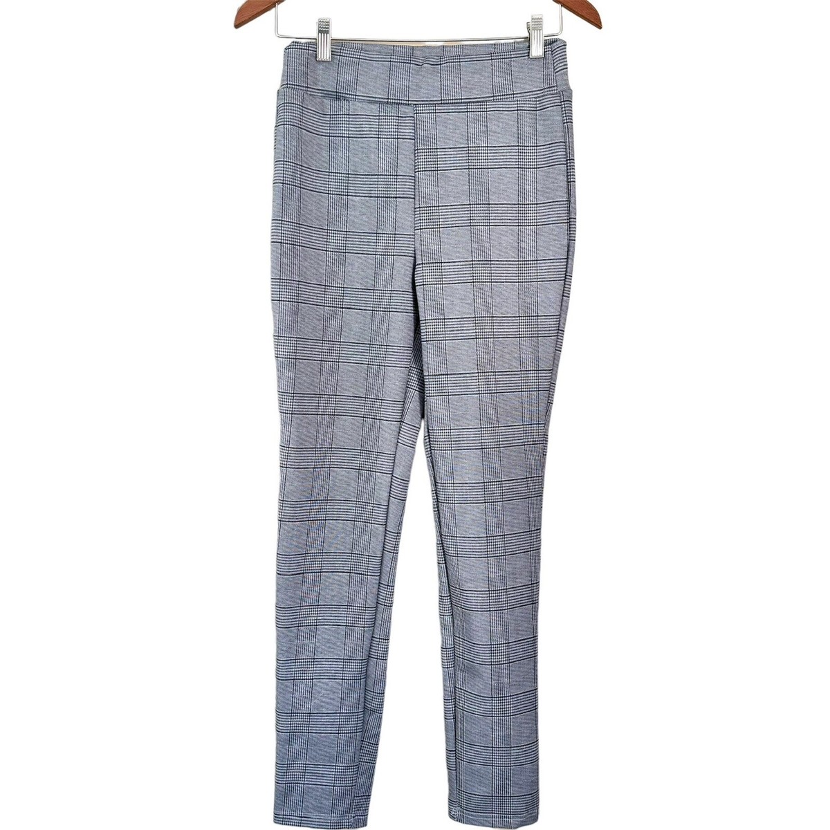 Unbranded High Rise Glen Plaid Stretch Ponte Knit Skinny Pants