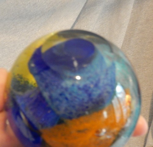 Studio Art Glass 3" Multicolor FLOWER ABSTRACT Controlled Bubbles PAPERWEIGHT - Picture 11 of 11