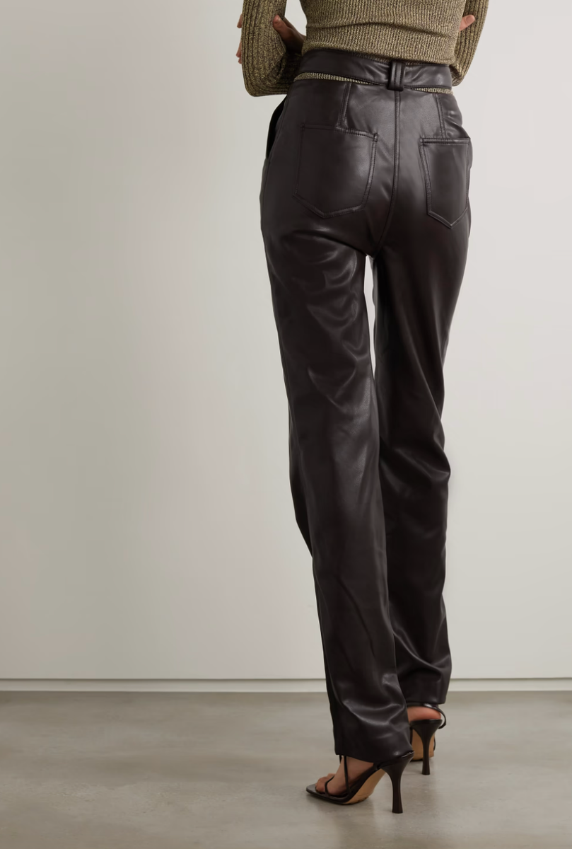 Jonathan Simkhai 'Amelia' Vegan Leather Trousers Brown RRP