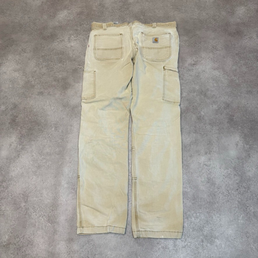 Carhartt Carpenter Trousers Mens 36" Relaxed Fit Wide Leg Denim Pants, Beige image 2