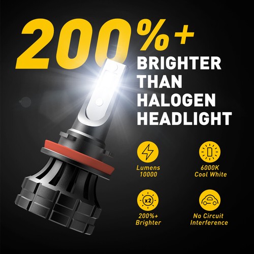 AUXITO H8 Kit Conversion Bulb H11 LED Headlight High Low Beam 6000K Bright 2~10X - Picture 2 of 21