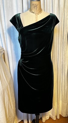 Lauren Ralph Lauren Womens Deep Green Stretch Velvet Sleeveless Dress Sz  14 NWT | eBay