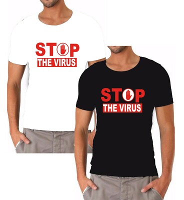 STOP THE VIRUS SPRÜCHESHIRT MOTIVSHIRT HERREN T- SHIRT GESUNDHEIT GESUNDBLEIBEN 