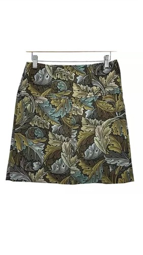 New Marc by Marc Jacobs Women Leaves Green Brown Print Cotton A-Line Skirt SZ 2 - Picture 3 of 6