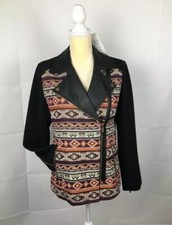 Rare Paparazzi Moto Cotten Blend Biker Jacket Black Gray Green Purple Sz M $75