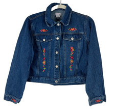My Twinn Girls Denim Jacket Embroidered Floral XL Navy Jean