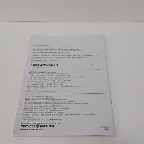 Vicks VWM845 Warm Mist Humidifier White Automatic Shut Off Filter Free Wide Tank - Picture 11 of 12