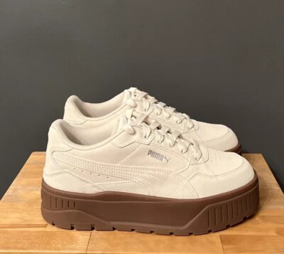 Puma Women Frosted Ivory Karmen II Idol Platform Suede Sneakers US