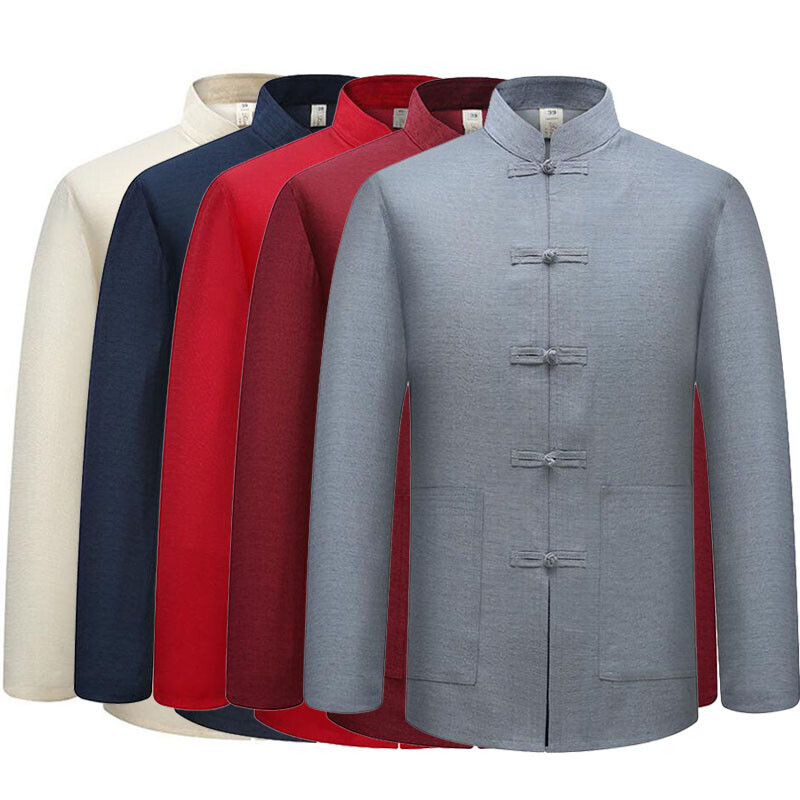 Men Traditional Chinese Tang Suit Jacket Bruce Lee Kung Fu Outfit Top Uniform