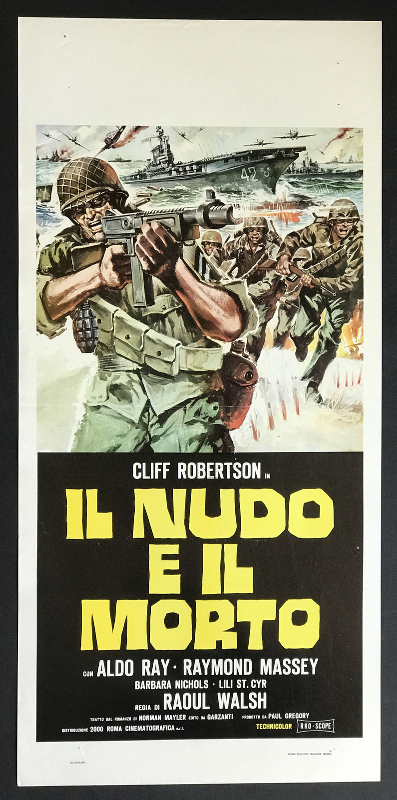 Locandina originale film Il nudo e il morto (1958) - Regia di Raoul Walsh