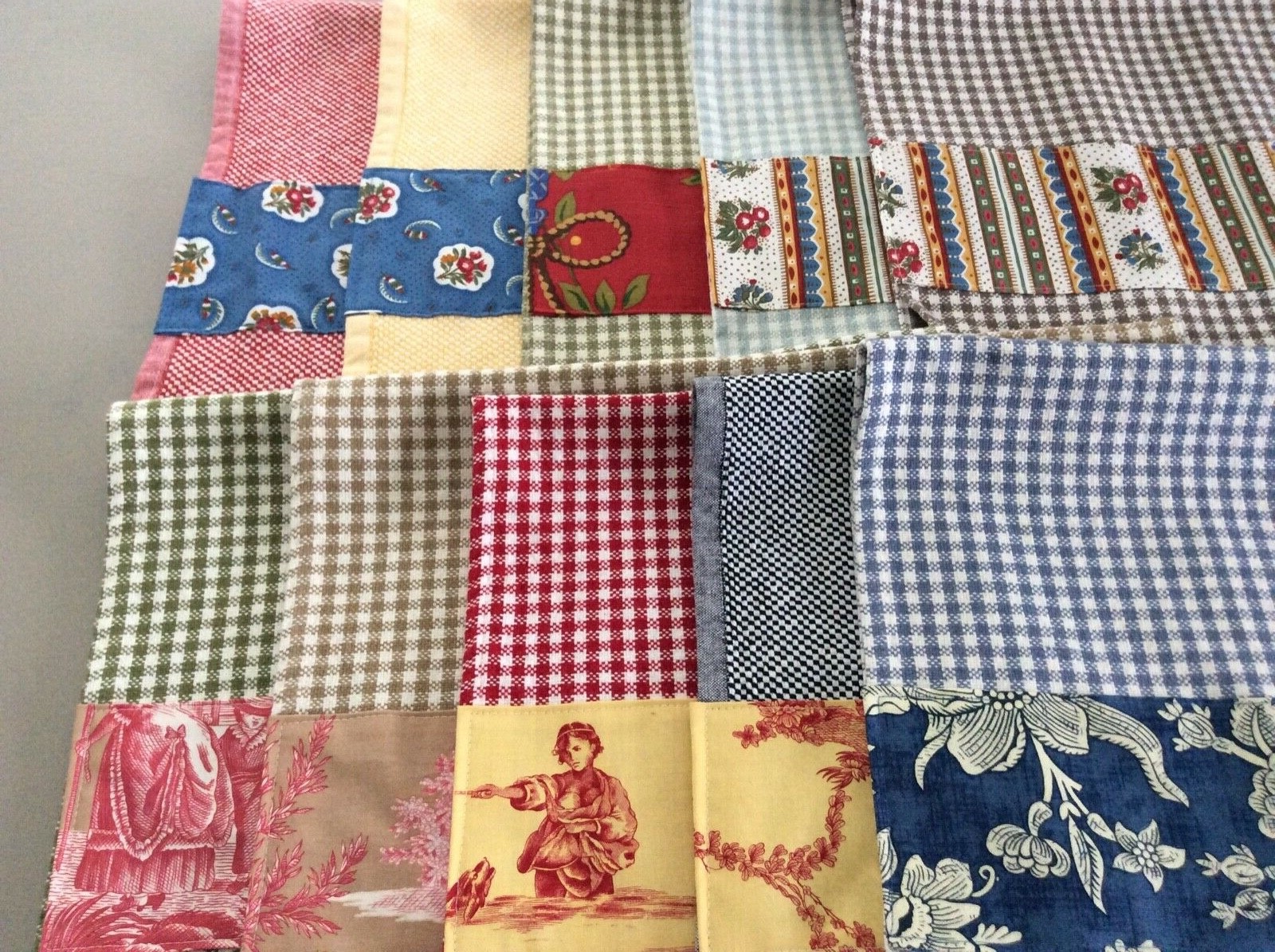 Kitchen Dish Tea Towel Check Pierre Deux Red Yellow Saisons French Country Toile