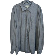 Cutter & Buck 3XT 100% Cotton Gray Striped Plaid Long Sleeve Button Down