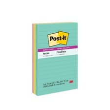 Post-it Notes 4"x6" Lined Miami Colors 90 Sheets/Pad 3/Pk Office School Home