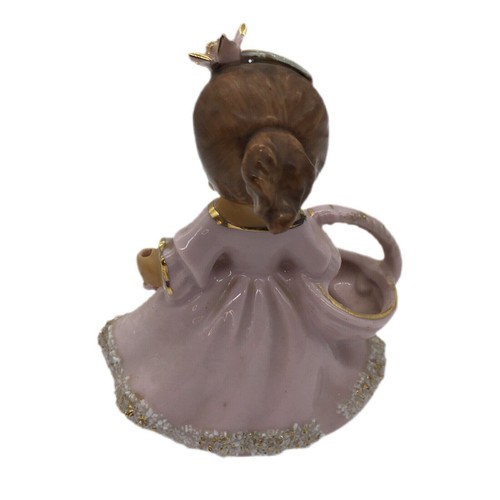 UCAGCO 1950s Figurine Ponytail Girl Pink Sugared Gold Trim Vintage Japan Cottage - Picture 6 of 12