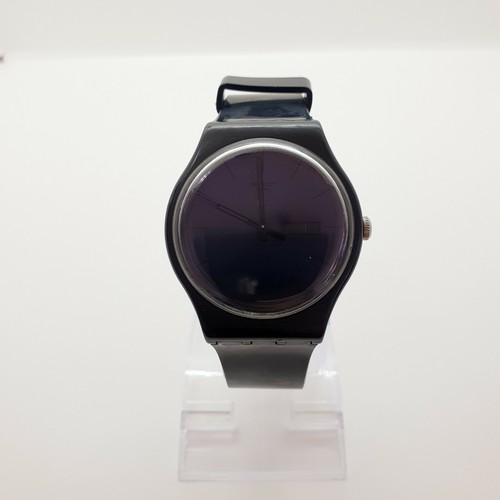 2010 Full Black Swiss Made Swatch Quartz Date Watch for Men and Women 41mm Size - Picture 5 of 12